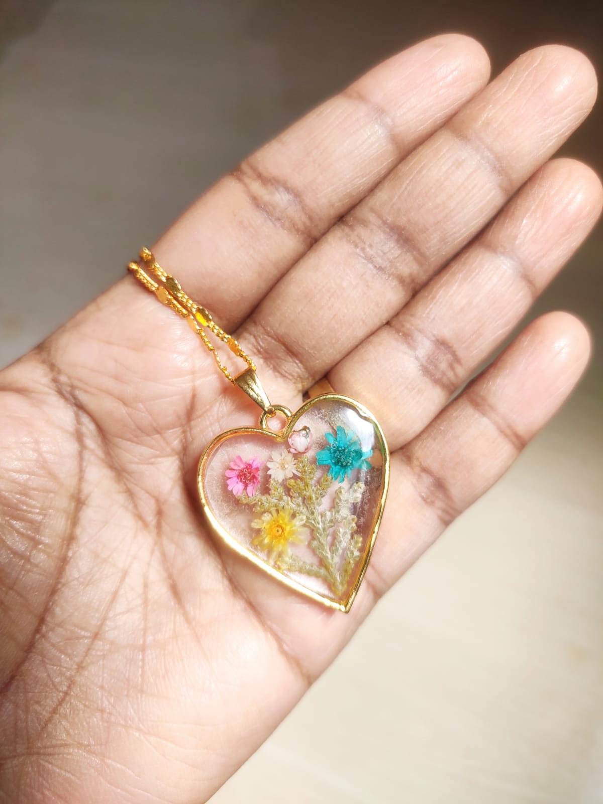 Colorful Heart Flower Pressed