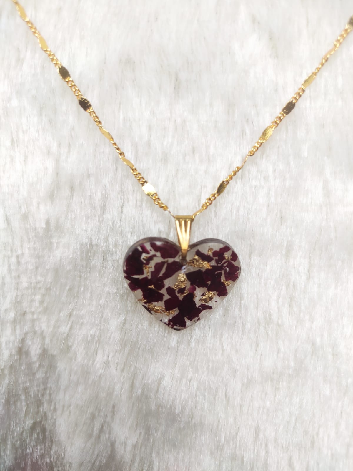 Rose Pressed Heart Pendant