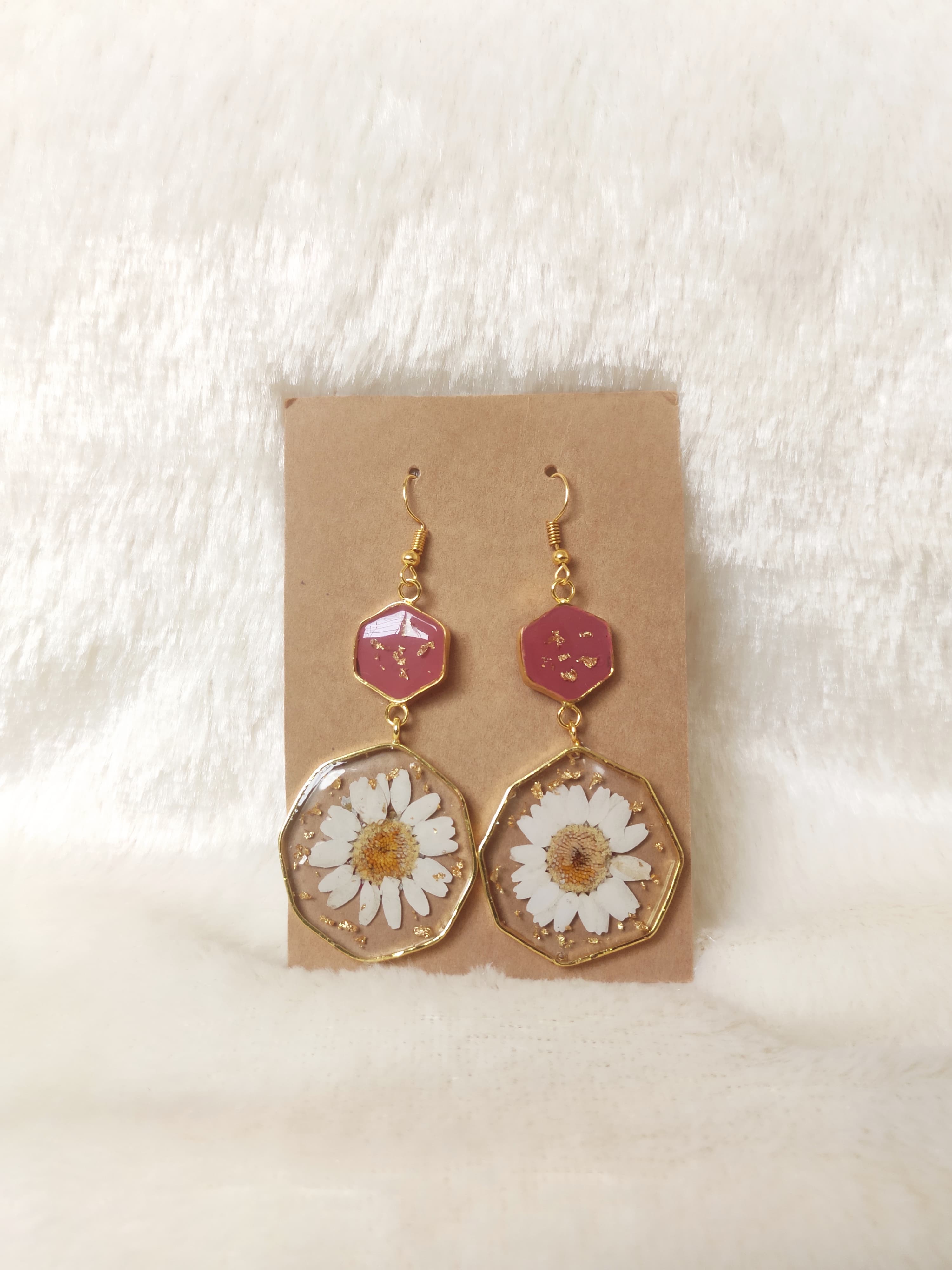 Beautiful White Red Color Handmade Earrings