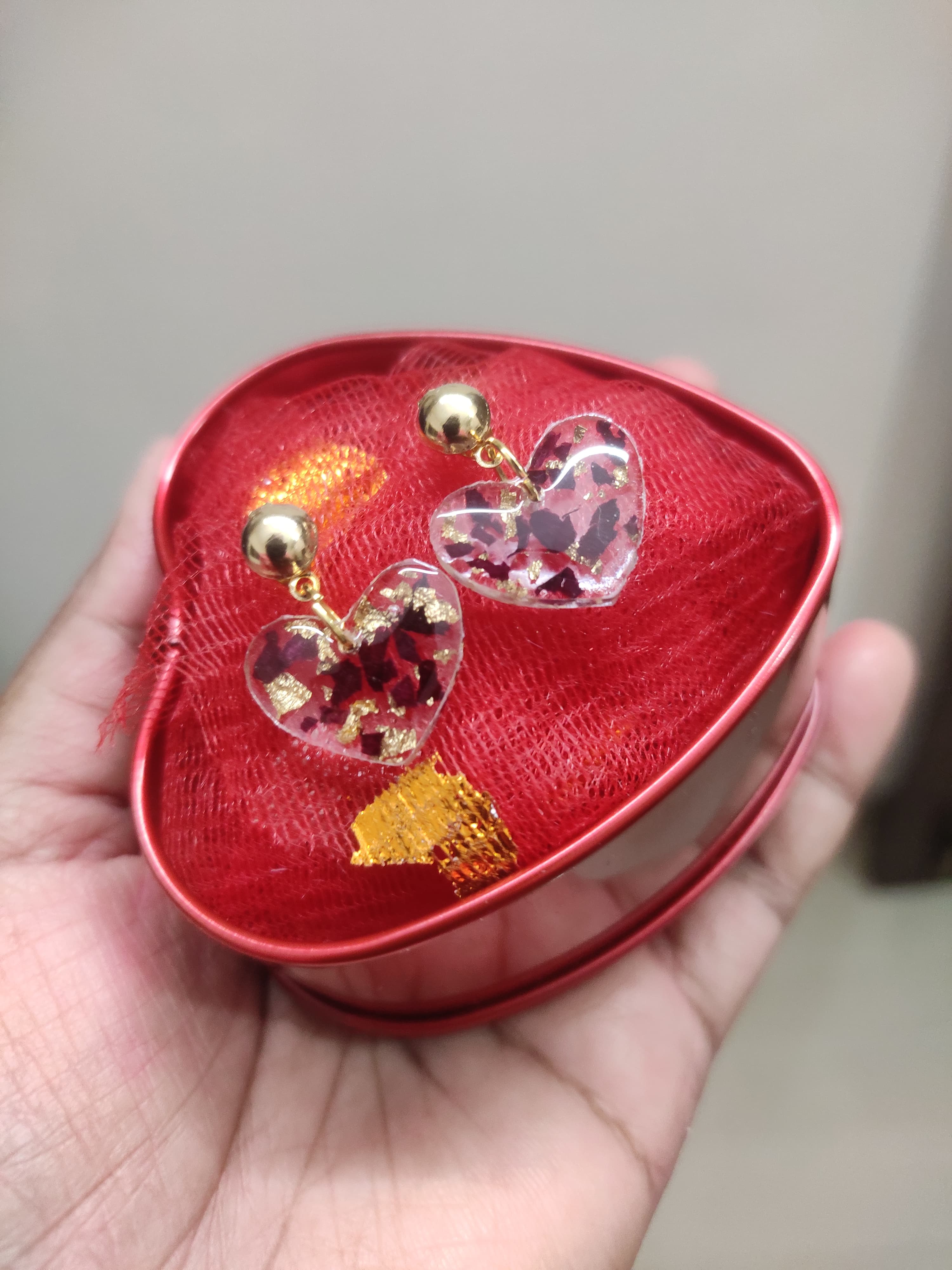 Heart Rose Earrings